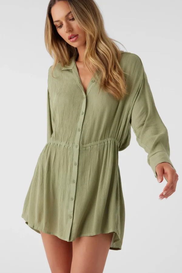 O’Neill Cover-Ups^SALTWATER SOLIDS CAMI SWIM COVER-UP OIL GREEN