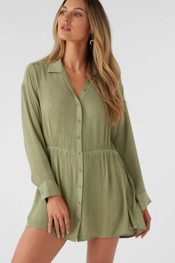 O’Neill Cover-Ups^SALTWATER SOLIDS CAMI SWIM COVER-UP OIL GREEN