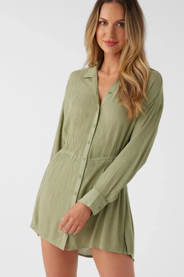 O’Neill Cover-Ups^SALTWATER SOLIDS CAMI SWIM COVER-UP OIL GREEN