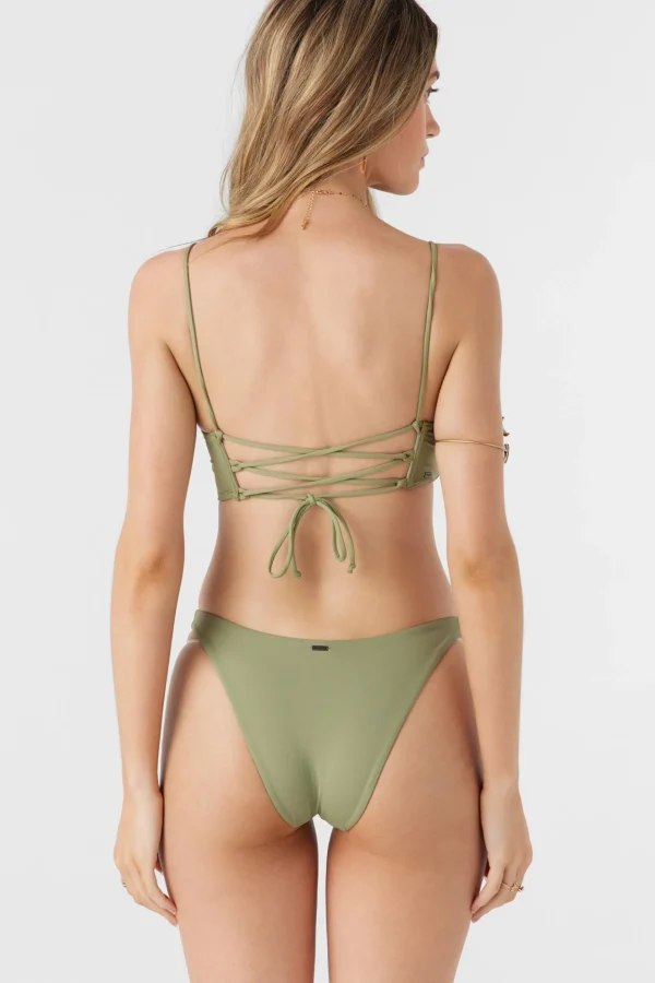 O’Neill Crop | Bikini Tops^SALTWATER SOLIDS MIDDLES LONGLINE BRALETTE TOP OIL GREEN