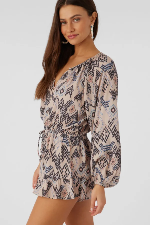 O’Neill Jumpsuits & Rompers^SCARLETTE PALMER PRINT LONG SLEEVE ROMPER CEMENT