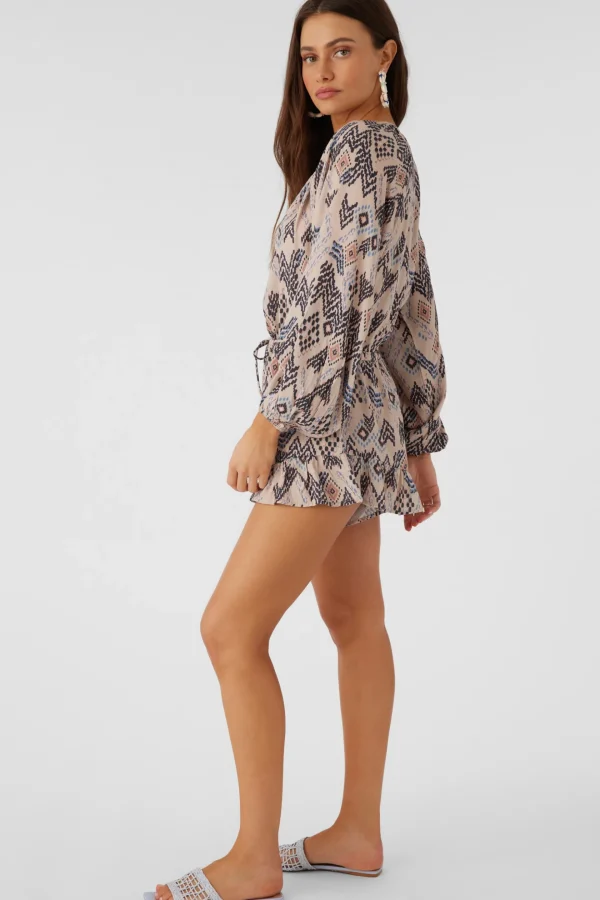 O’Neill Jumpsuits & Rompers^SCARLETTE PALMER PRINT LONG SLEEVE ROMPER CEMENT