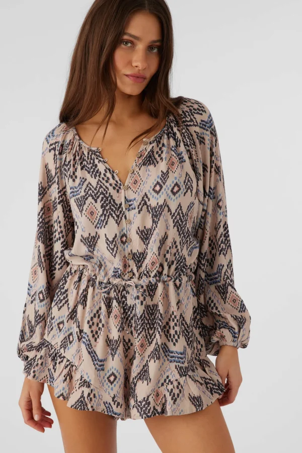 O’Neill Jumpsuits & Rompers^SCARLETTE PALMER PRINT LONG SLEEVE ROMPER CEMENT