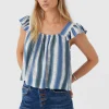 O’Neill Tops^SYNDIE FADE STRIPE RUFFLE SLEEVE TOP SLATE