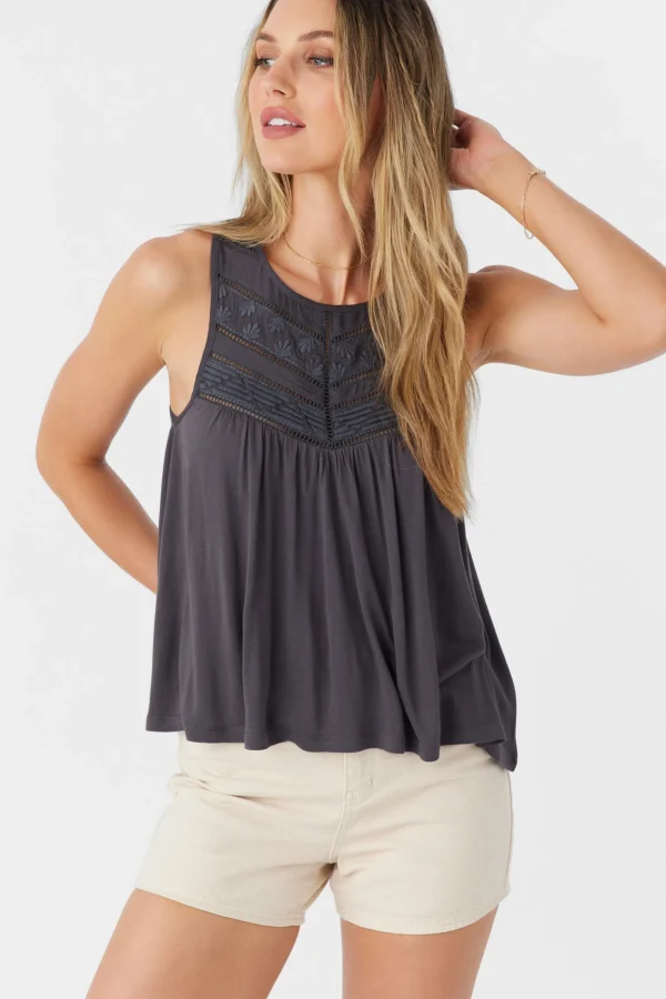 O’Neill Tops^TOKEENA KNIT TANK TOP CHARCOAL