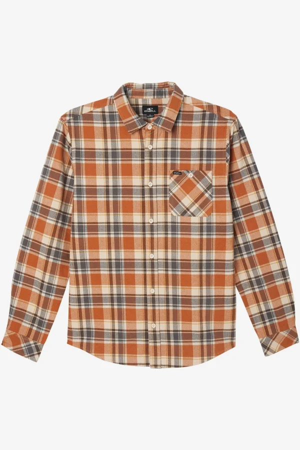 O’Neill Shirts & Flannels^WINSLOW PLAID FLANNEL LONG SLEEVE SHIRT ADOBE