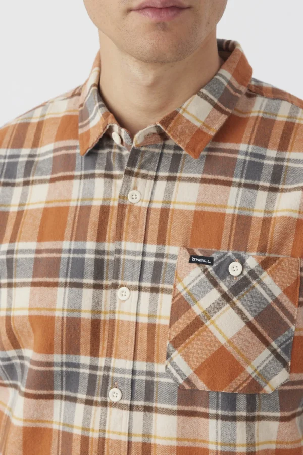 O’Neill Shirts & Flannels^WINSLOW PLAID FLANNEL LONG SLEEVE SHIRT ADOBE