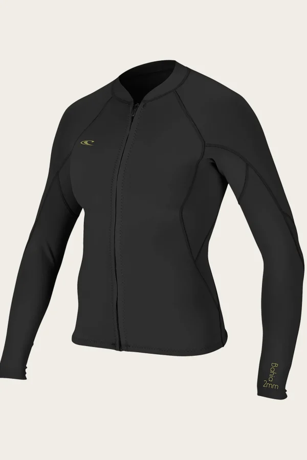 O’Neill Neoprene Tops^WOMEN'S BAHIA 1.5MM FRONT ZIP JACKET GLIDEBLK/BLK/BLK