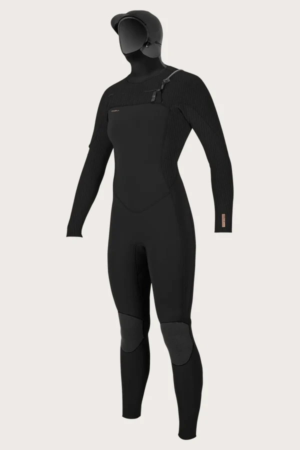 O’Neill Full Suits^WOMEN'S HYPERFREAK 5/4MM CHEST ZIP FULL WETSUIT W/ HOOD BLK/BLK