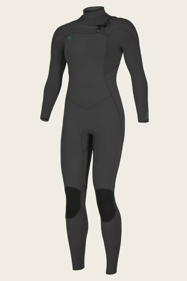 O’Neill Full Suits^WOMEN'S NINJA 4/3MM CHEST ZIP FULL WETSUIT BLK/BLK