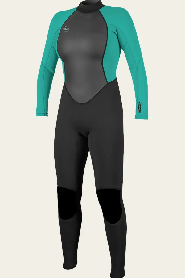 O’Neill Full Suits^WOMEN'S REACTOR-2 3/2MM BACK ZIP FULL WETSUIT BLK/LIGHT AQUA