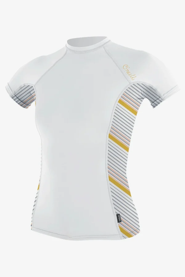 O’Neill Uv Protection Rash Guards^WOMEN'S SIDE PRINT S/S RASH GUARD WHT/MIKA