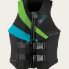 O’Neill Wake-Waterski Vests^WOMEN'S SIREN USCG VEST BLK/DAYGLO/TURQ