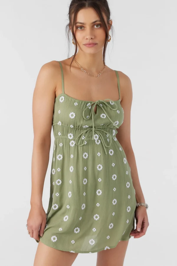 O’Neill Dresses^YAZZA EMBROIDERED GEO MINI DRESS OIL GREEN