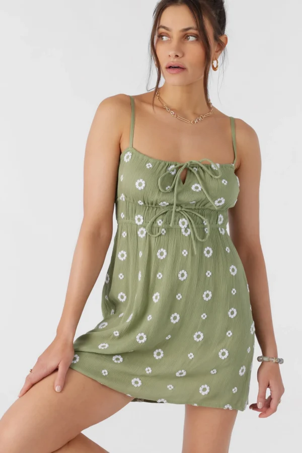 O’Neill Dresses^YAZZA EMBROIDERED GEO MINI DRESS OIL GREEN