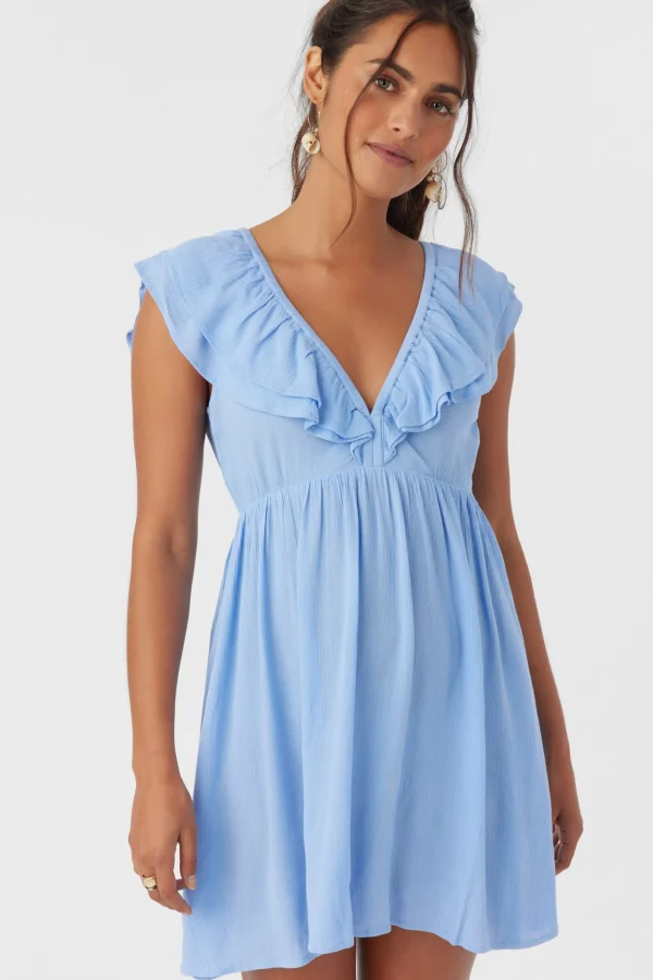 O’Neill Dresses^ZAINA SOLID SHORT DRESS HYDRANGEA